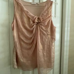 New York & Company Rosette Shirred Sleeveless Top XL